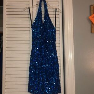 MacDuggal Sequined Blue Dress